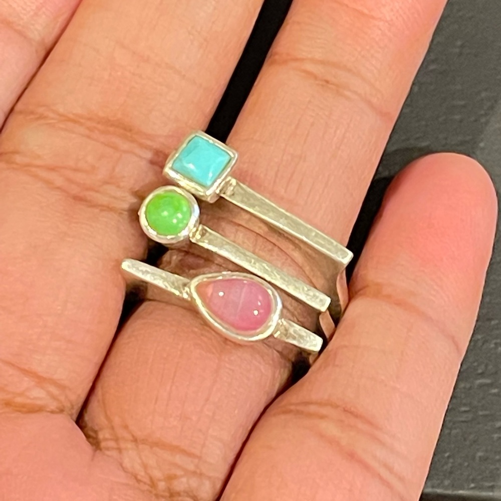 Vintage Barse Sterling Silver Stackable Set/Size-6 - image 3